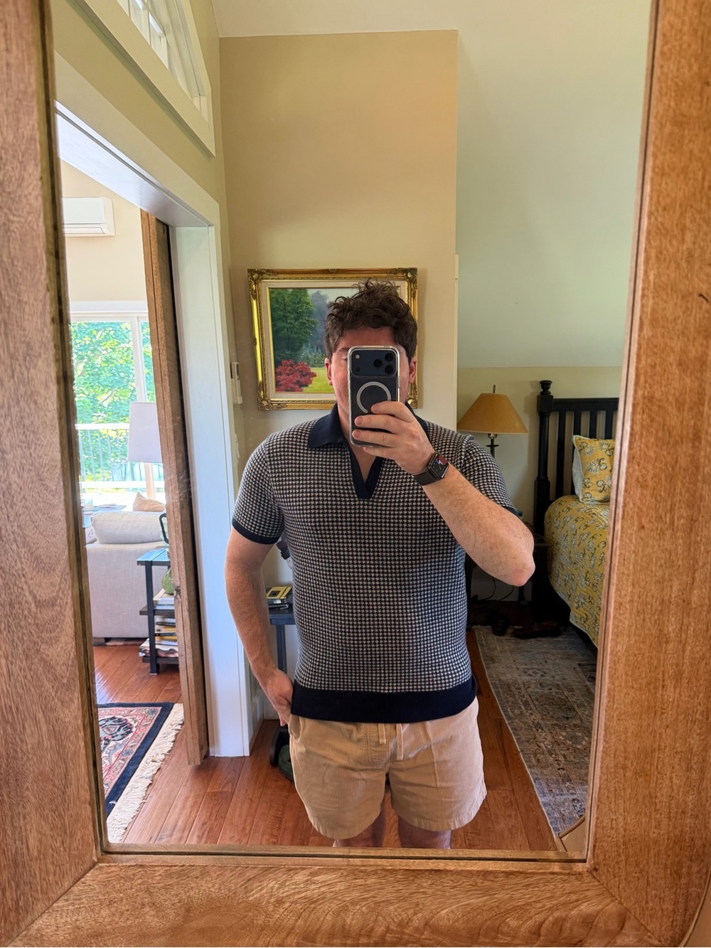 J. Crew Navy and White Short Sleeve Polo Sweater